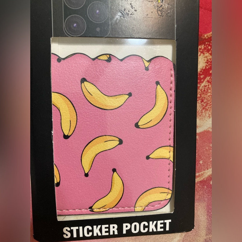 Cell Phone Wallet Pocket Sticker Bananas Pink